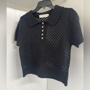 Black Knit Short Sleeve Top
